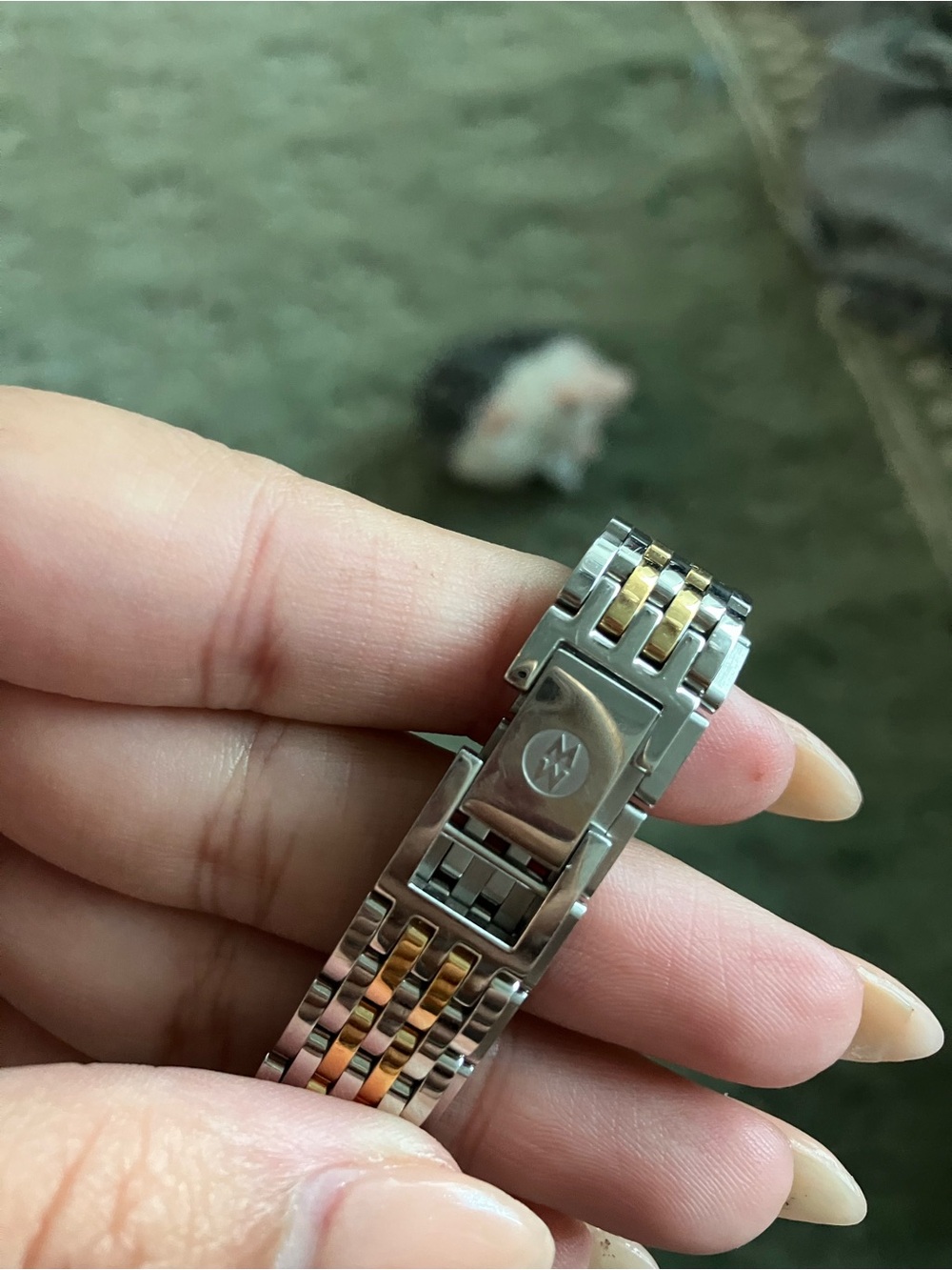 Michele Deco Mini Two-Tone 18k Gold Diamond Watch double strap Like New - Picture 8 of 8